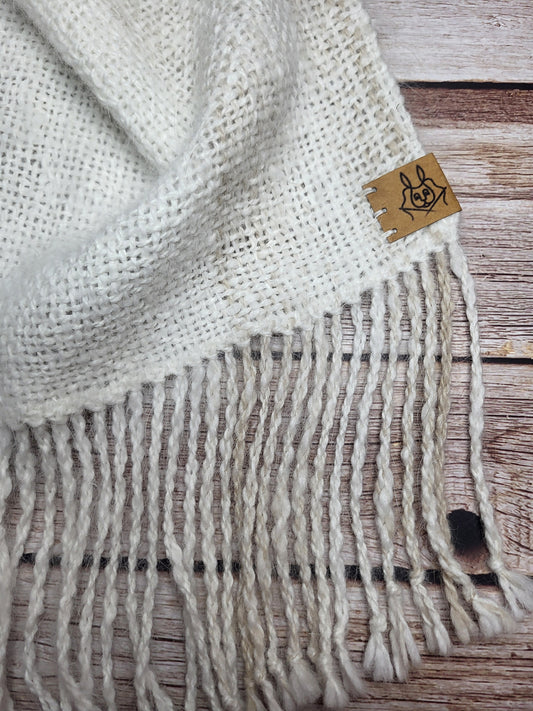 Nærbilde av vevet angoraskjerf